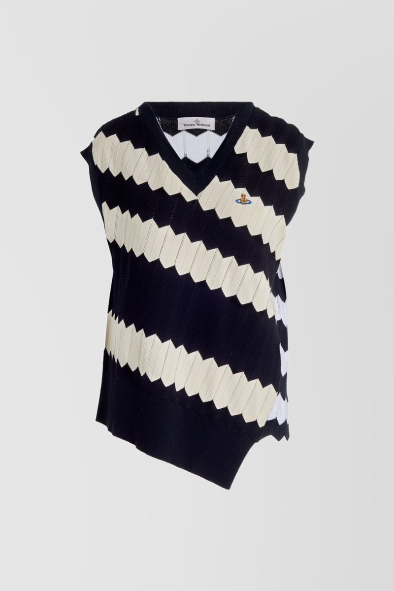 Vivienne Westwood - Asymmetric chevron knit sleeveless v-neck vest