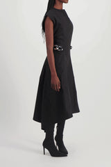 Silver chain link cap sleeve midi dress