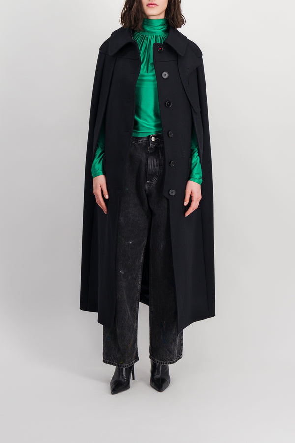Long wool cape coat