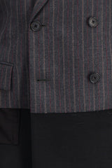 Double breasted wool satin icons blazer