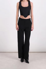 Zipped wide leg pants in recycled gabardine