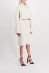 Cropped high neck collar sweater