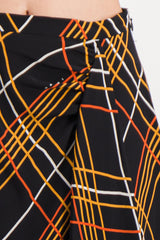 Asymmetric a-line check skirt