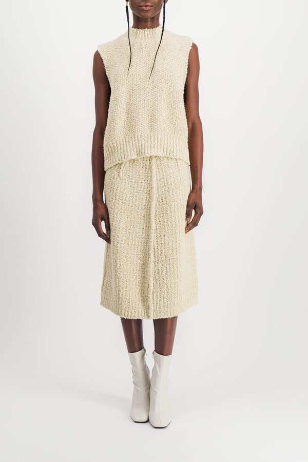 Potato bag bouclé midi pencil skirt