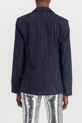 Tuxedo jacket in crystal fibre with satin flower