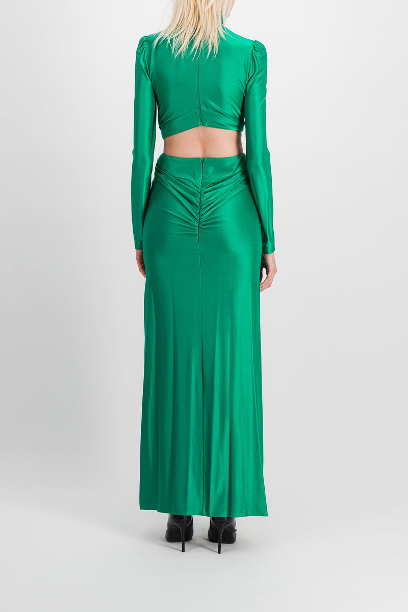 Paco Rabanne - Draped cut-out maxi dress with crystal brooch