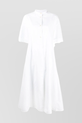 A-line maxi dress in heavy cotton poplin and wide short sleeves