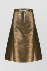 Shiny straight midi skirt