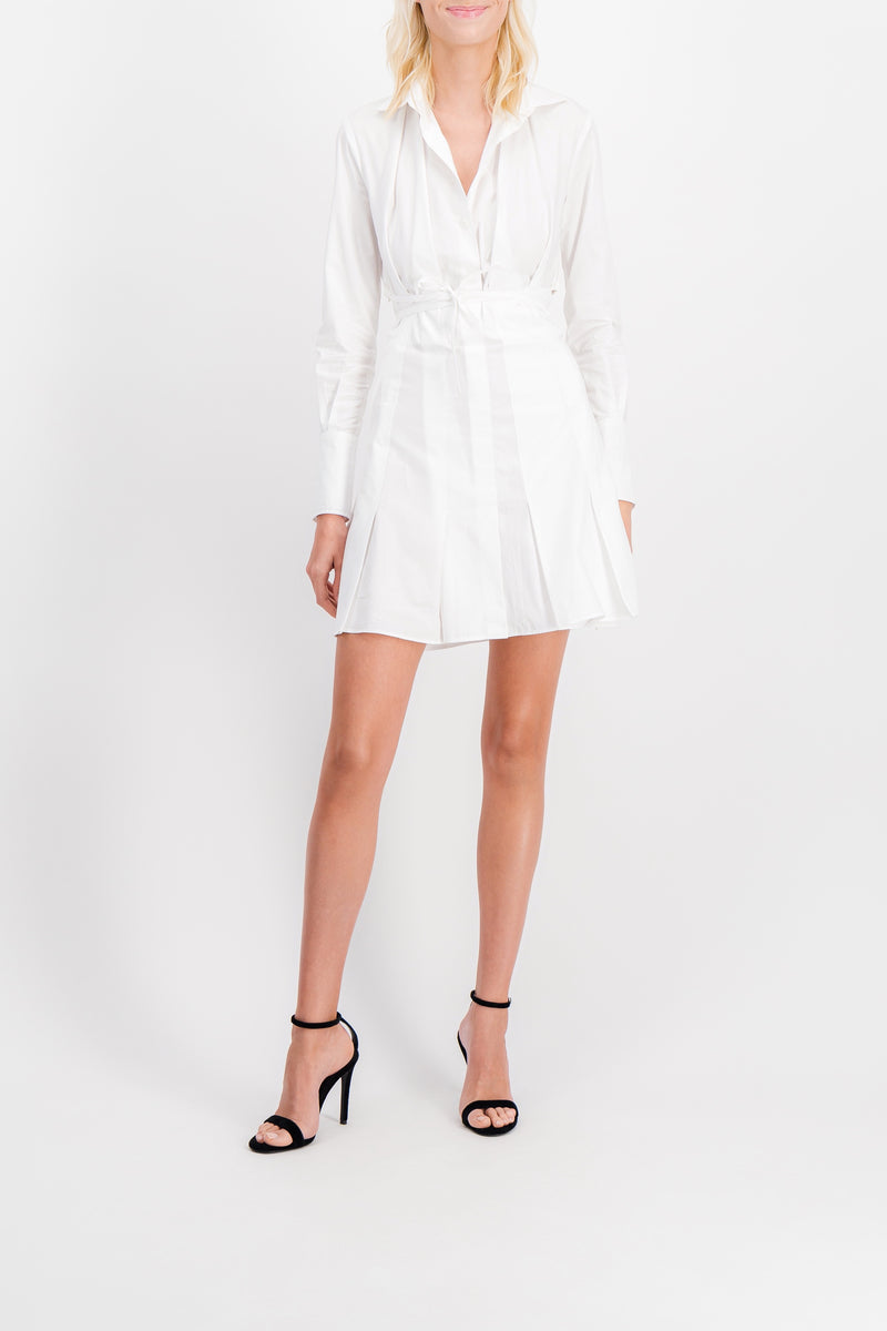 Patou - Eco poplin pleated summer mini dress