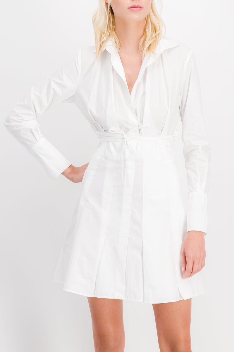 Patou - Eco poplin pleated summer mini dress