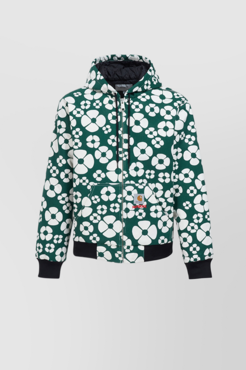 Marni - Flower printed green hooded jacket