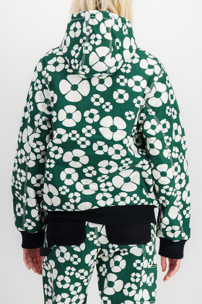 Marni - Flower printed green hooded jacket