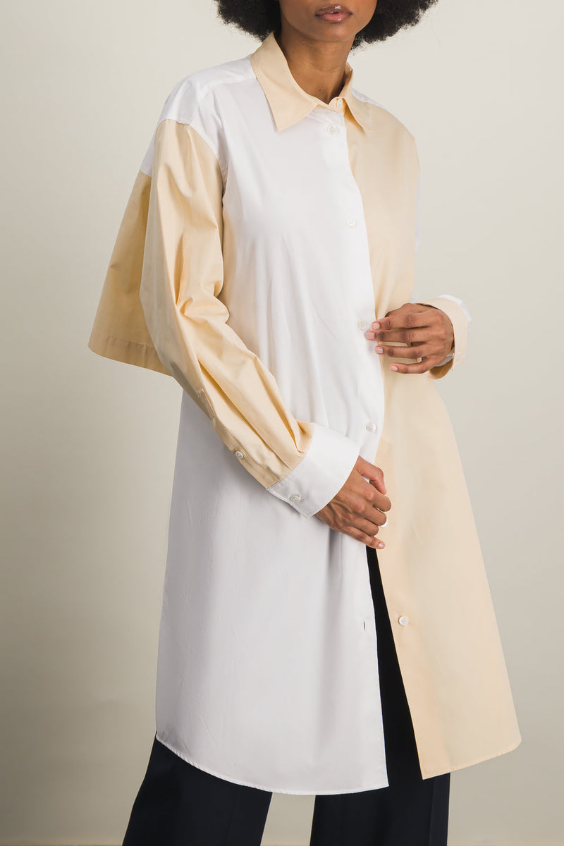 Marni - Two-tone asymmetric organic cotton shirt