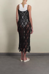 Fil coupé jacquard slip midi-dress