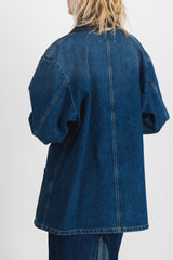 Combo denim boxy jacket