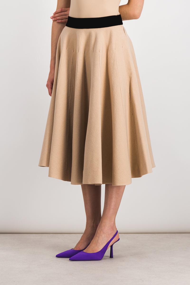 Maison Margiela - Felt wool pleated midi skirt