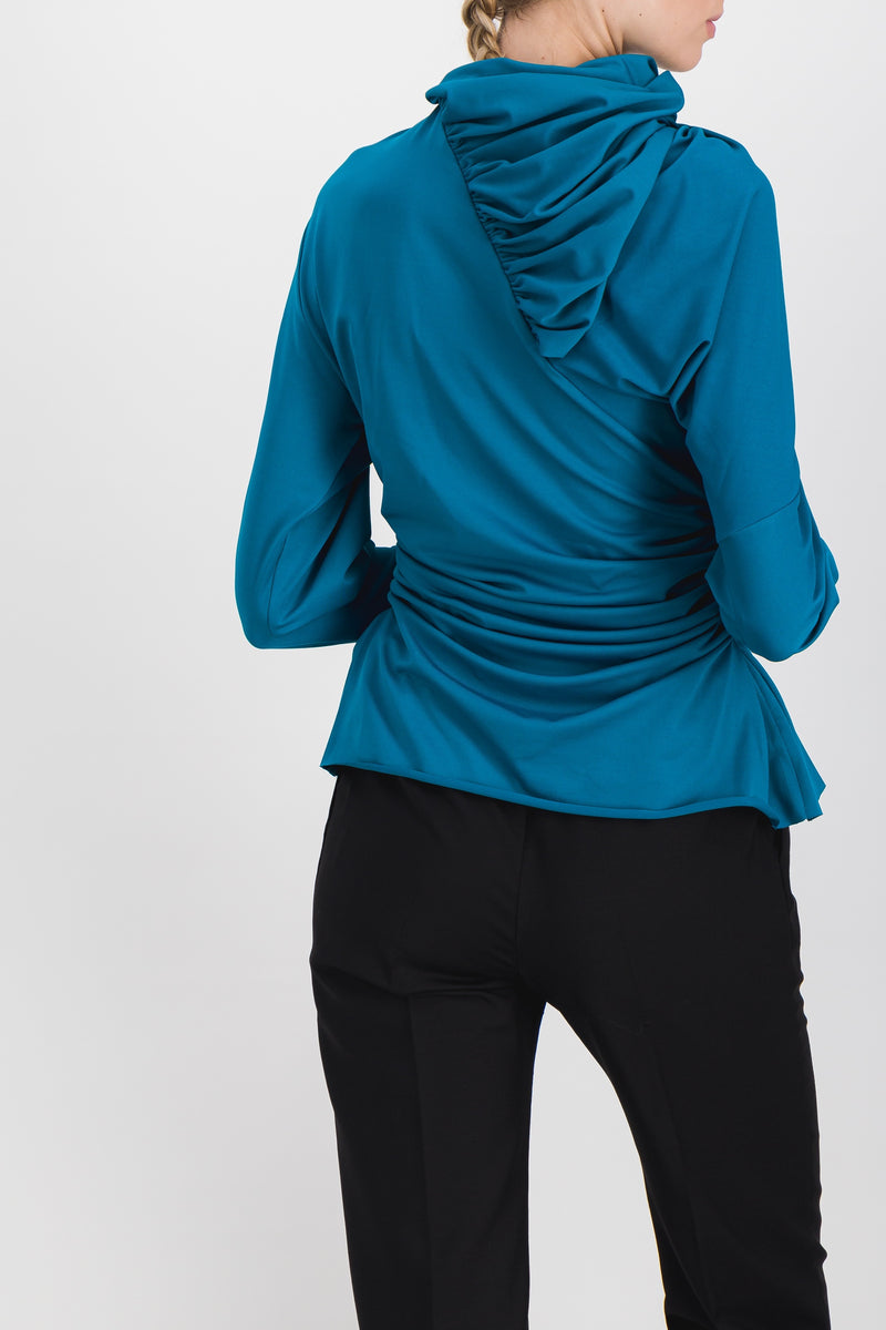 Atlein - Asymmetric draped long sleeved soft seaqual top