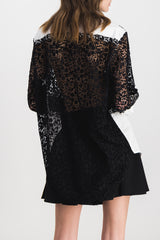 Lace insert oversize shirt
