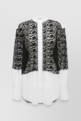 Lace insert oversize shirt