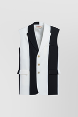 Sleeveless color-blocking striped jacket