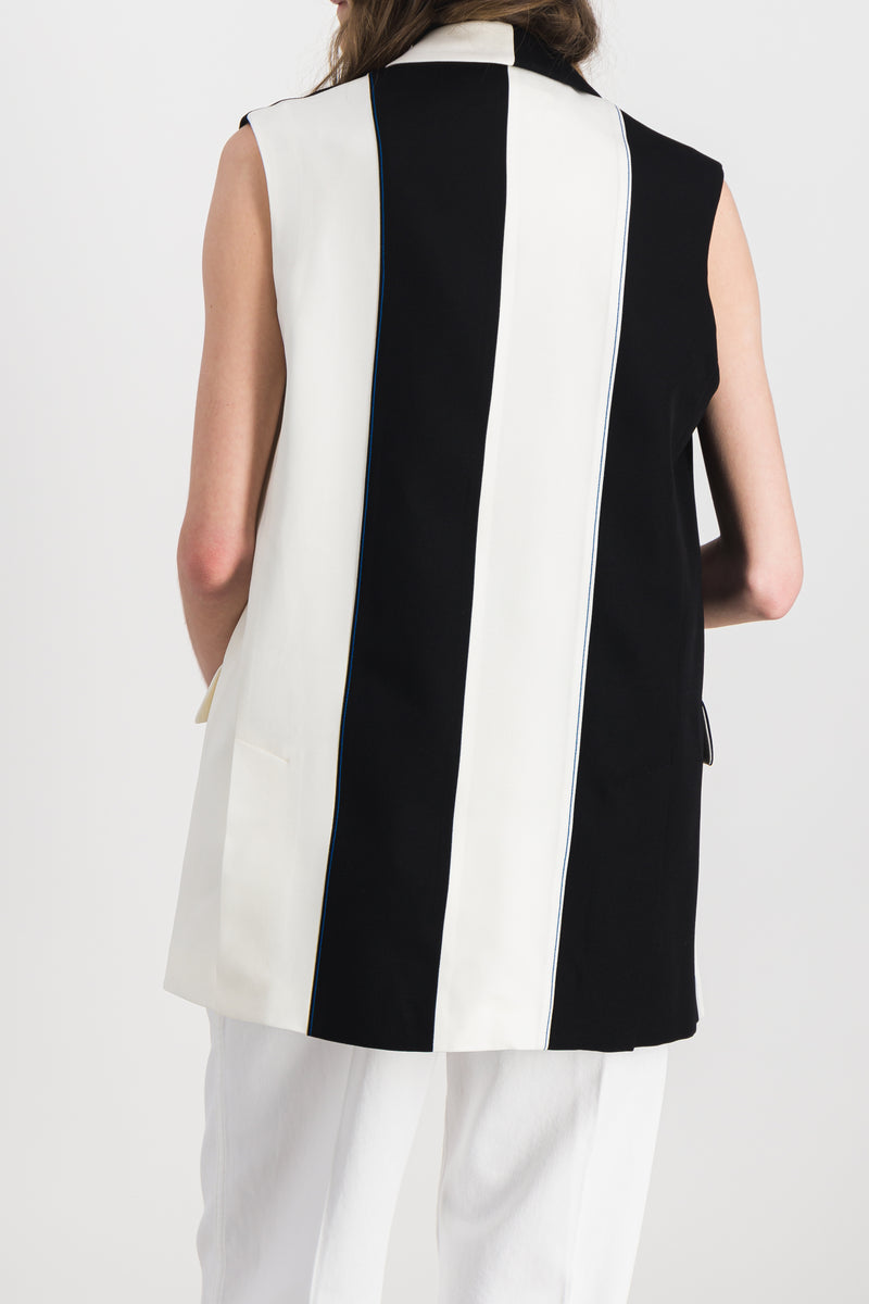 Marni - Sleeveless color-blocking striped jacket