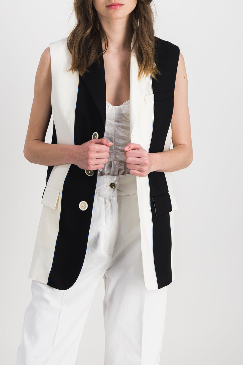 Marni - Sleeveless color-blocking striped jacket