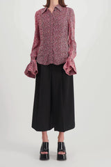 Printed coton shirt with fluted cuffs