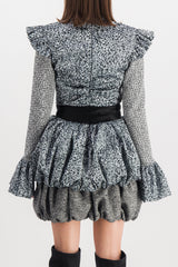 Printed recycled light satin mini dress