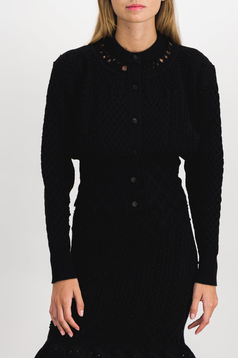 Paco Rabanne - 3D cable knit cropped cardigan