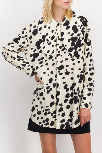 Poplin long shirt with pop dot print