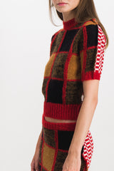 Cropped crewneck mohair-wool blend sweater