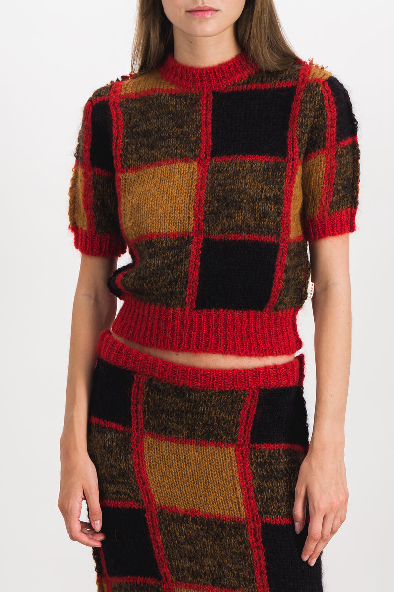 Marni - Cropped crewneck mohair-wool blend sweater