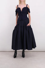 Panelled maxi skirt with gathered pockets